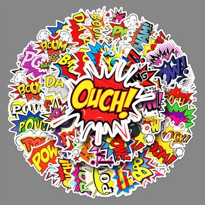 50 English Graffiti Personalized Cartoon Boom Children's Decoration DIY Mobile Suitcase Stickers Waterproof