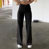 Womens High-Waisted Slim Fit Straight Leg Jeans Cotton Blend Casual Pants