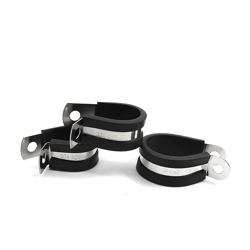 10Pcs/Lot 6MM-55MM 304 Stainless Steel Rubber Lined P Clips Cable Mounting Hose Pipe Clamp Mikalor