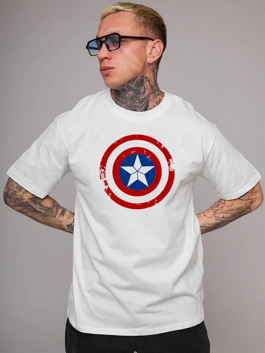 White cotton oversized printed T‑shirt L