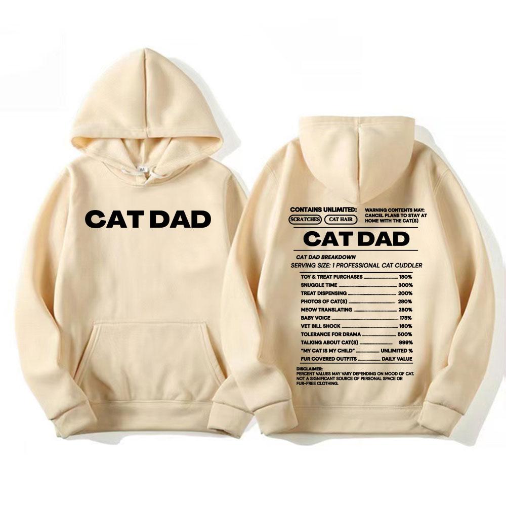 Funny Cat Dad Gift Meme Graphic Hoodies Men Women Fashion Vintage High Street Pullovers Casual Cotton Comfort Hoodie Sweatshirts