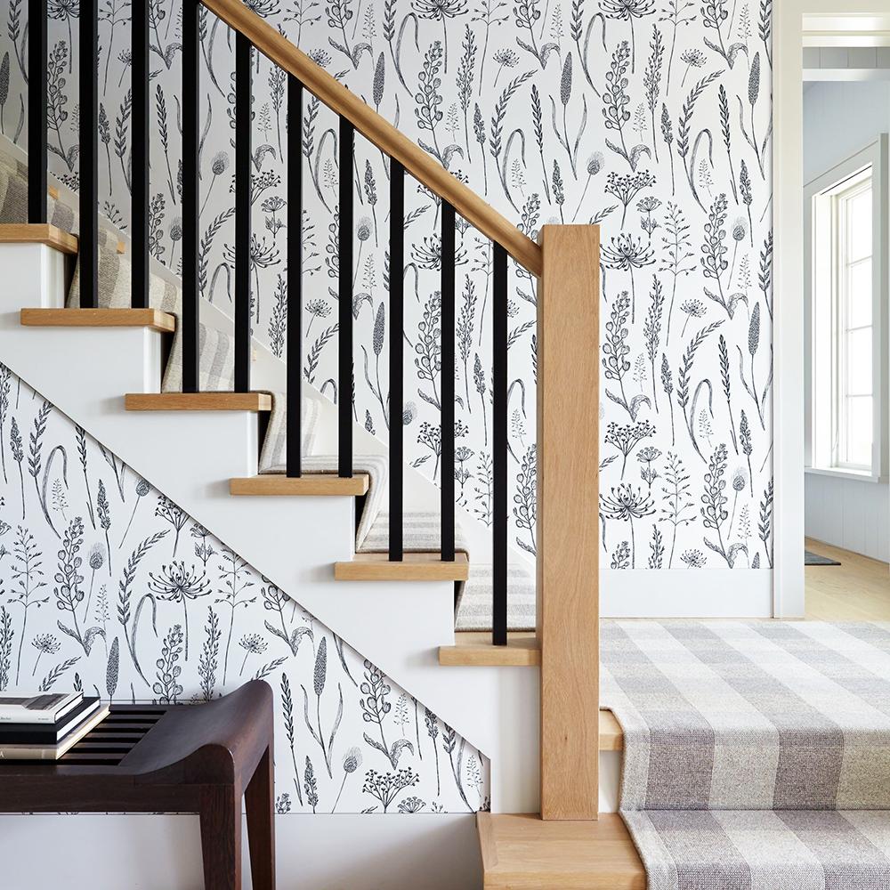 White Sketch Ear Of Leaf PVC Wallpaper Retro Simple Home Decor Waterproof Contact Paper Chic Flower Removable Wallpaper