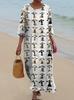 European and American New Large-size Dress Women's Clothing Seaside Vacation Printed Loose Long Dress