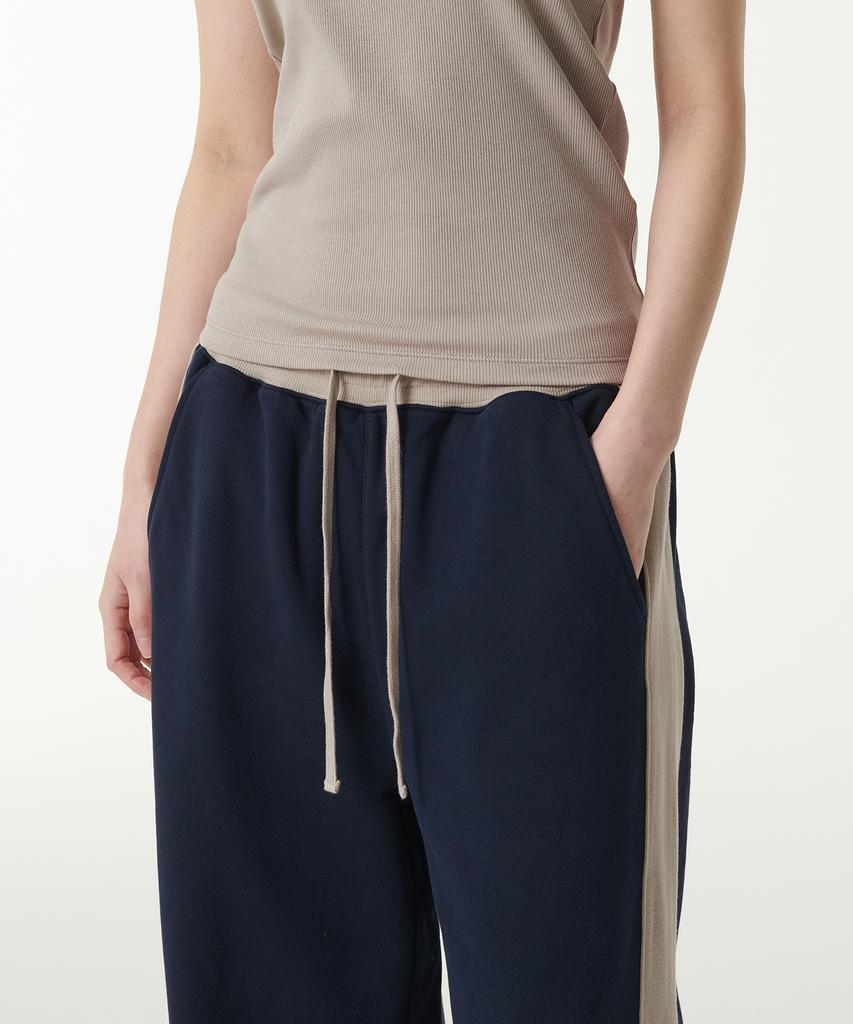 MUSINSA STANDARD WOMAN Women'S Side Panel Lounge Sweatpants [Navy/Grayish Beige]