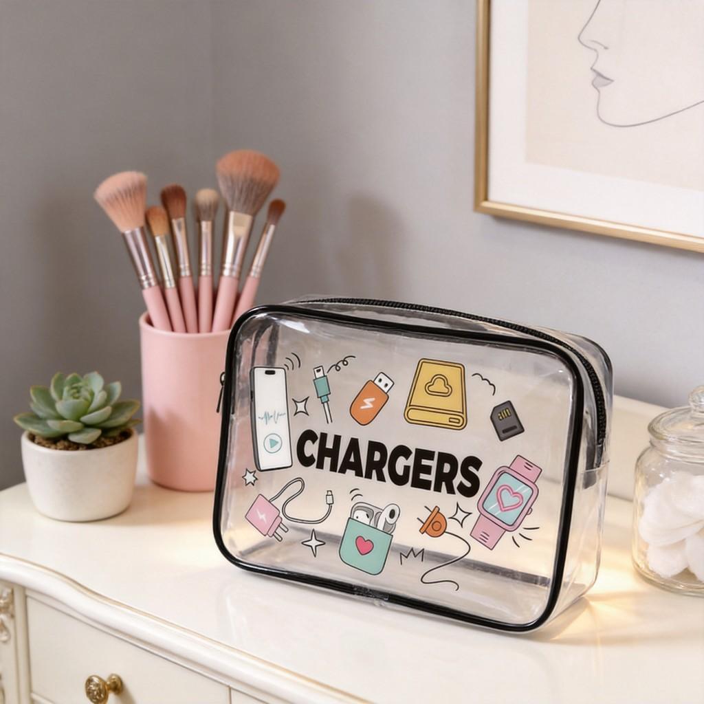 Pvc Cartoon Makeup Bag Large Capacity Waterproof Travel Organizer For Daily Use