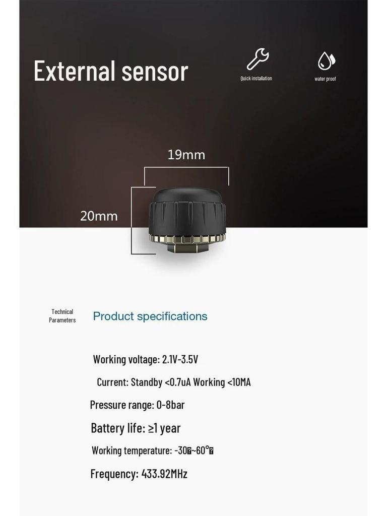 2025 Car Solar Wireless Tire Pressure Monitoring System, Built-in TPMS, High-Accuracy
