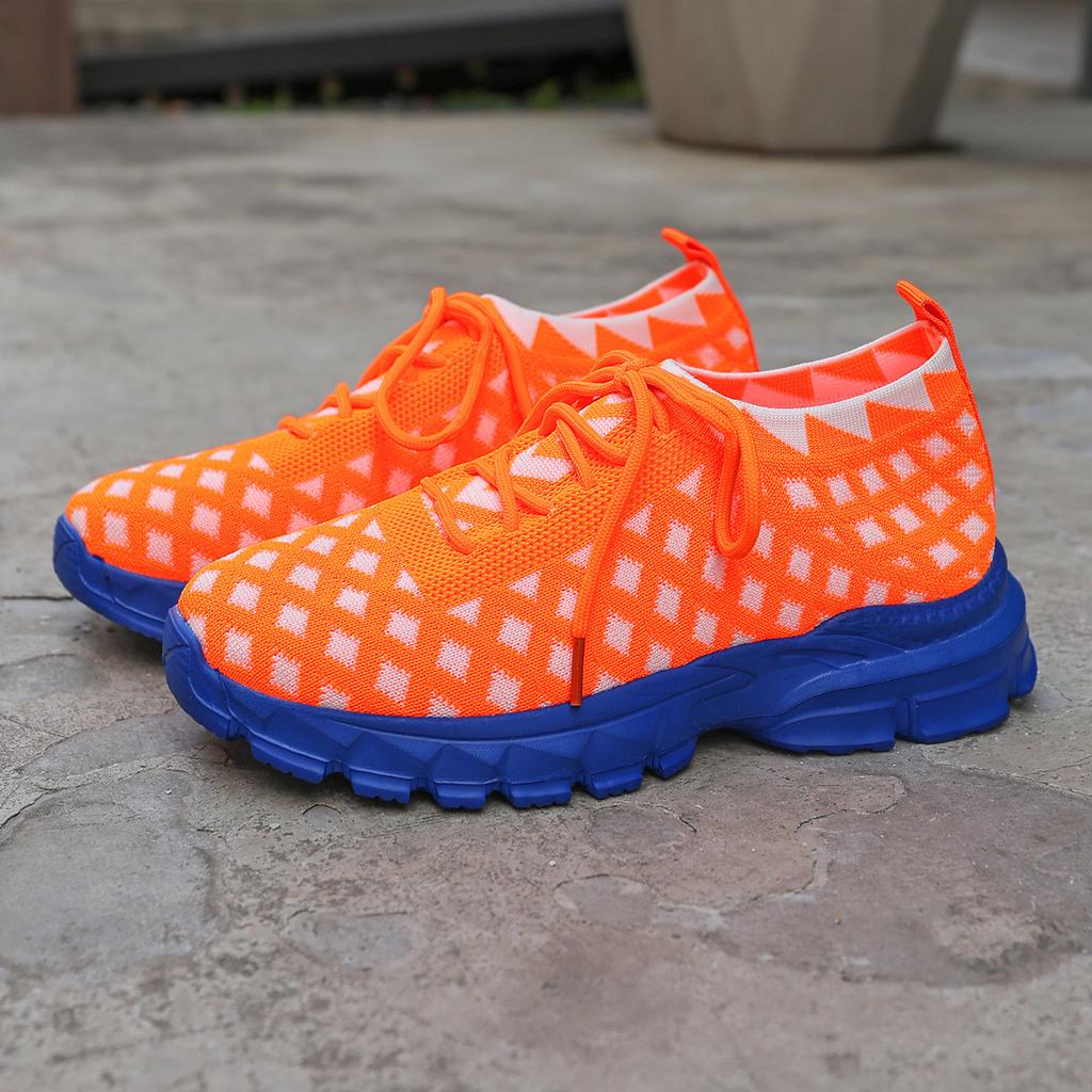 Fashion Knit Women's Casual Sneaker Lightweight Breathable Sneakers Contrast Color Female Sports Shoes zapatillas informales Big Size 44