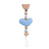 Cartoon Polar Bear Pacifier Clip – Handmade Wool & Silicone Teether Chain for Babies, Cute Anti-Loss Nipple Holder