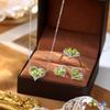 Heart-shaped Natural Crystal Peridot Set S925 Sterling Silver Clavicle Chain Stud Earrings Light Luxury Temperament Jewelry Gift