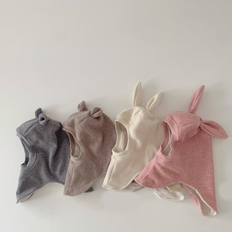 Autumn Winter Baby Hooded Hat Girls Boys Head Protections Beanies Cap Integrated Ear Protections Hat Warm Bonnet Cap