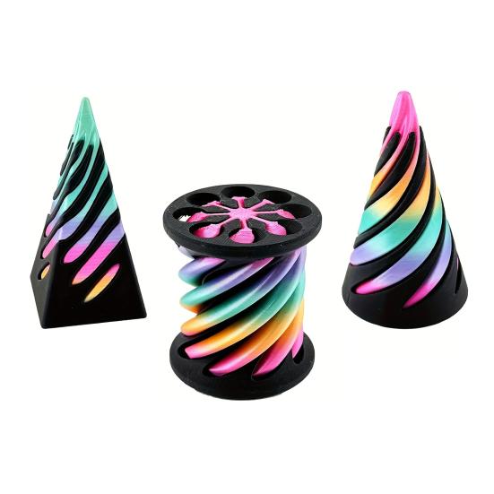 

3Pcs 3D Printed Spiral Cone Figurine Impossible Passthrough Sculpture Vortex Thread Illusion Stress Relief 3pcs чёрный