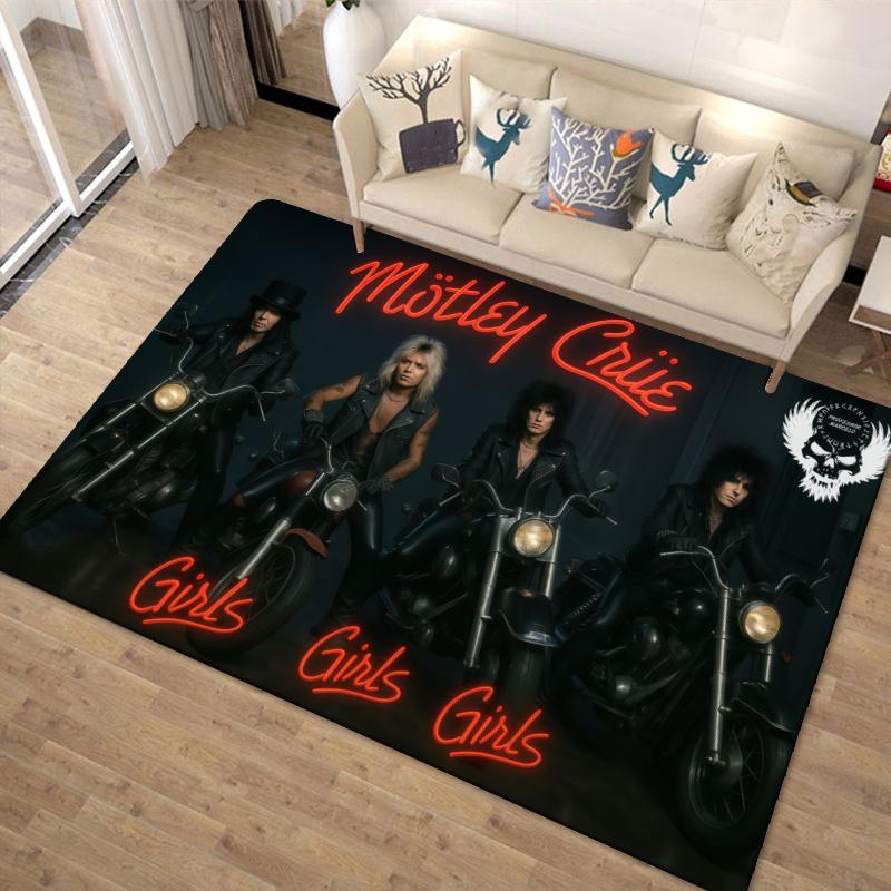 Mötley Crüe Carpet Rug for Living Room Bedroom Home Sofa Decoration,Kids play Non-slip Floor Mat