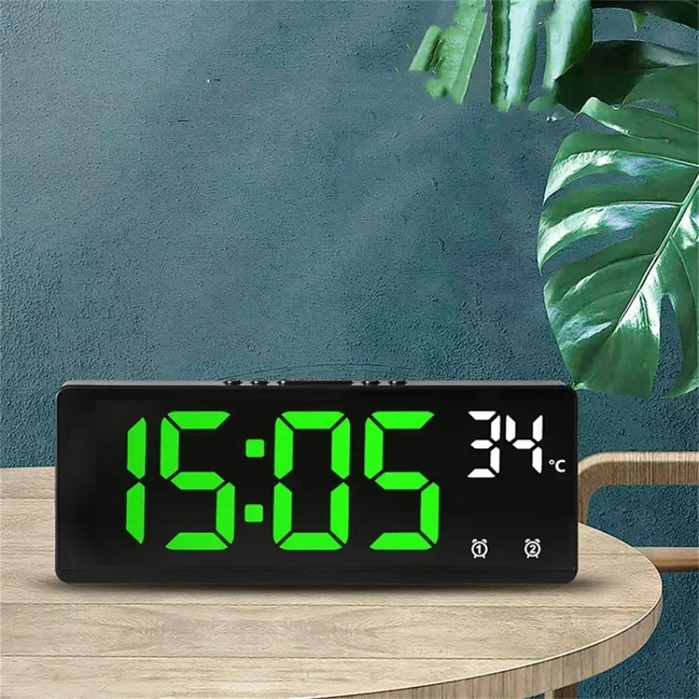 Smart Voice-Activated LED Alarm Clock with Dual Alarms Night Mode and Temperature Display for Bedroom or Desk