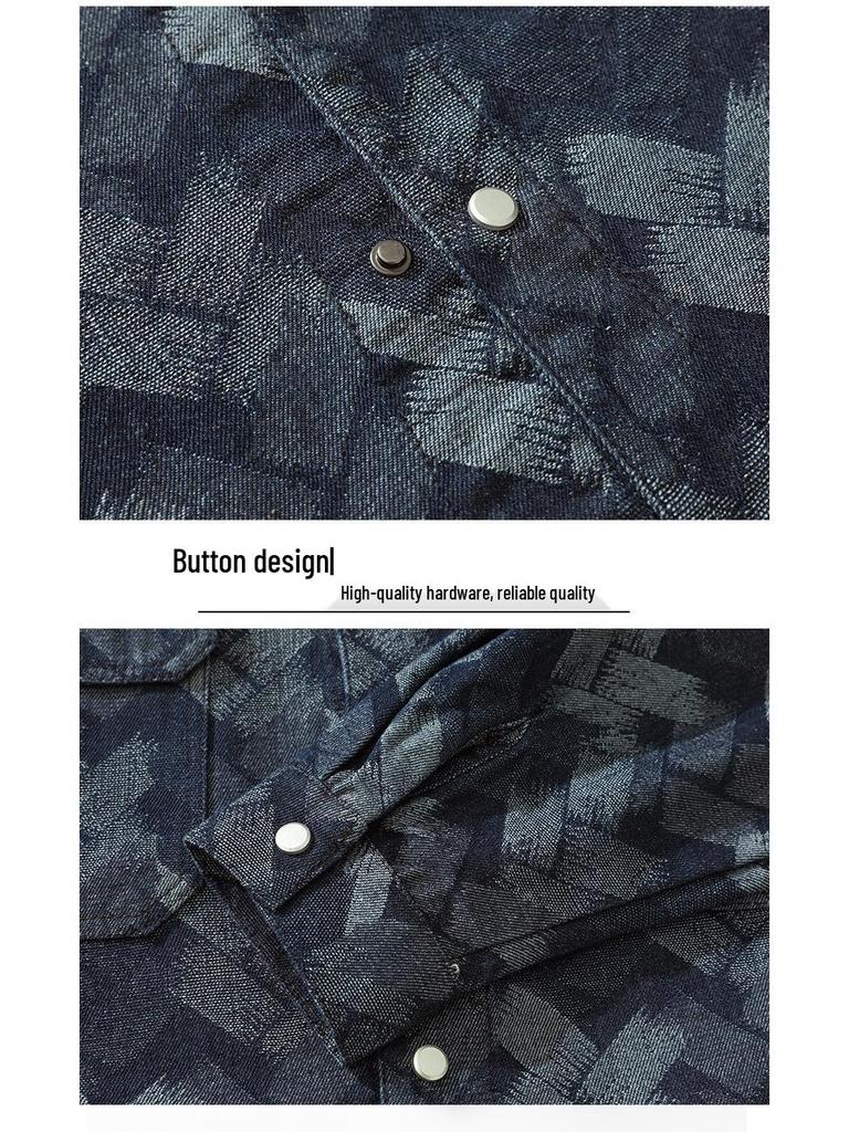 Men's Plus Size Plaid Denim Jacket - Cotton Padded for Autumn/Winter, Cool Biker Style