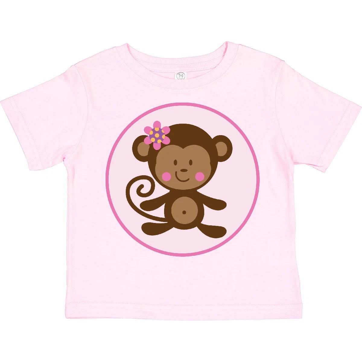 Inktastic Monkey Girl Toddler kids boys T-Shirt Lover Animal Girls Pink Cute Zoo Jungle 130