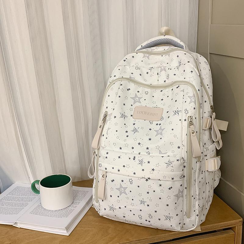 Student Schoolbag Star Printed Backpack Junior High School Student Class Backpack