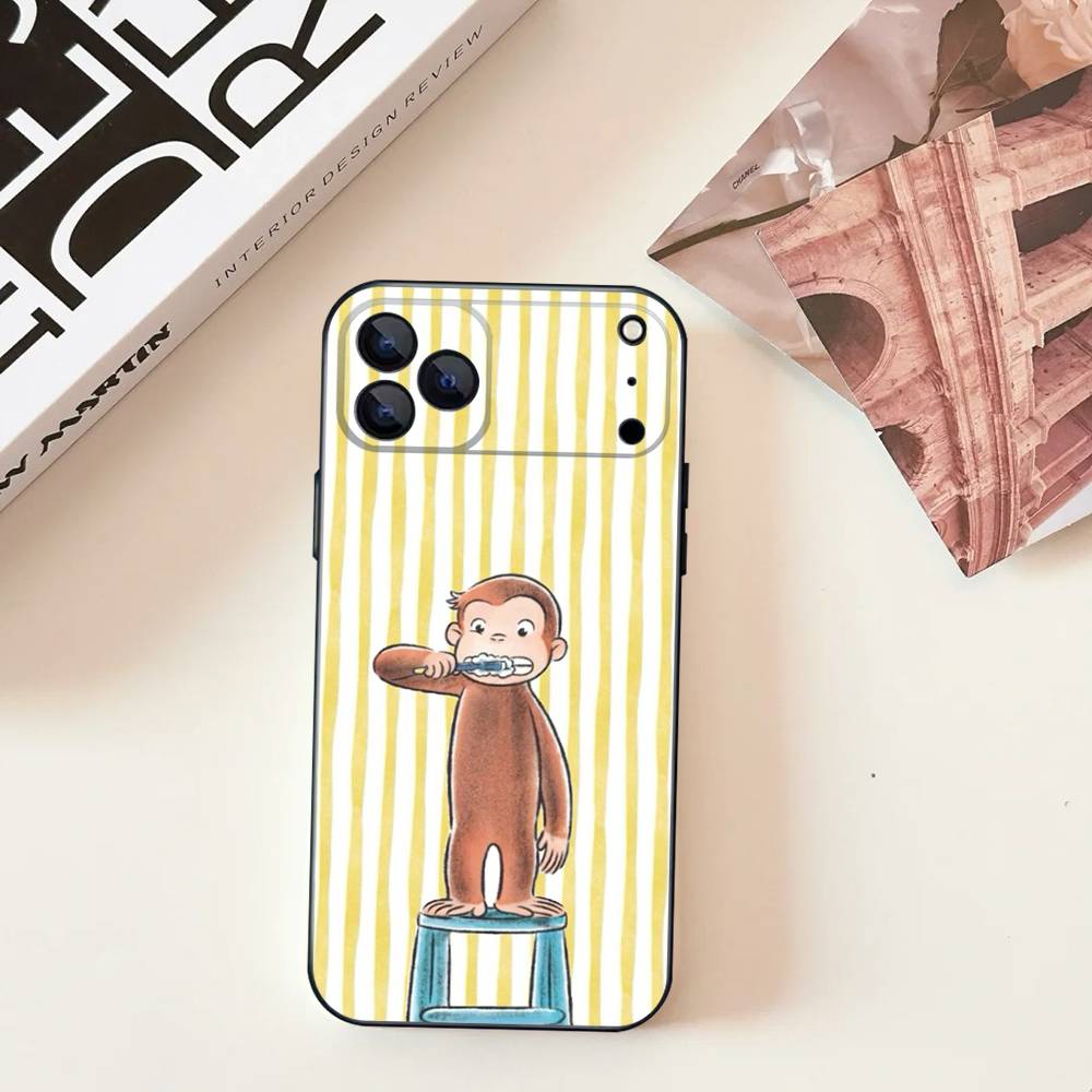 

Mokey G-GeorGes Cute Phone Case For iPhone 11,12,13,14,15,16,17,Pro,Max,Plus,E,SE4,Air,Mini Black Soft Cover iPhone16PRO