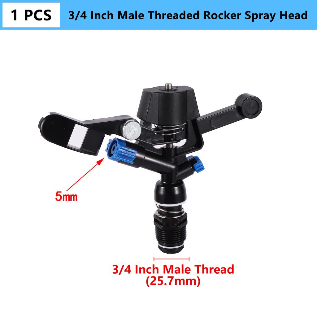 1/2"3/4" 360 Degree Auto Rotating Sprinkler Lawn Impact Sprinkler Adjustable Agricultural Irrigation Rocker Rotating Sprinkler