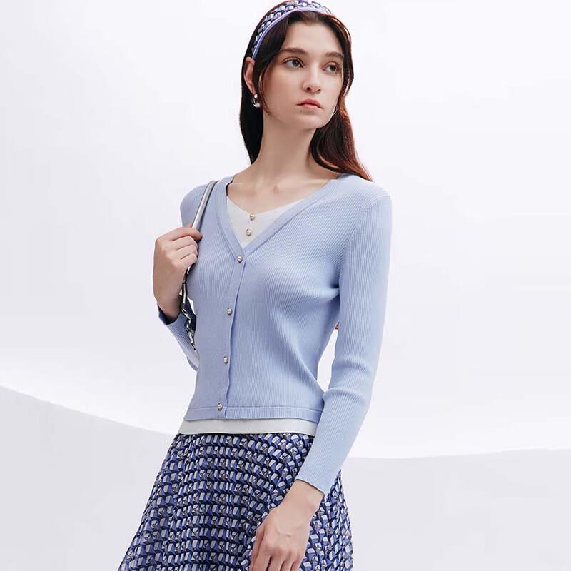 JESSIE Women's Faux Two-Piece V-Neck Knit Top