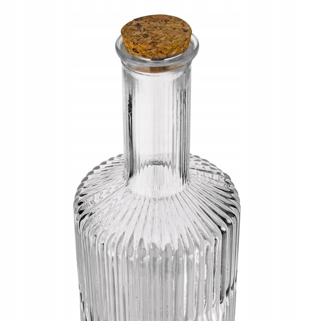 Karafka Szklana Z Korkiem 500 Ml Z Ozdobnym Tłoczeniem Do Nalewek 1 Szt.