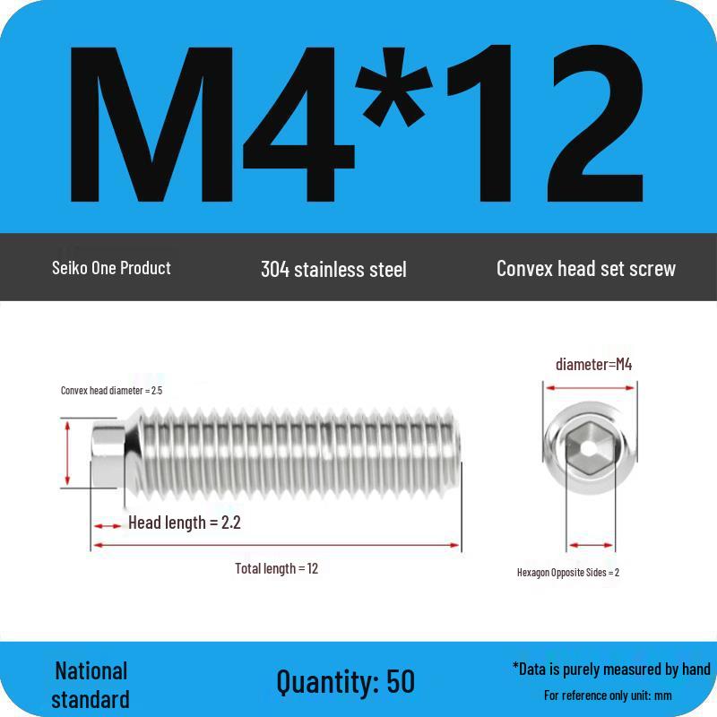304 Stainless Steel Cup Point Grub Screw - Sizes M3 To M10