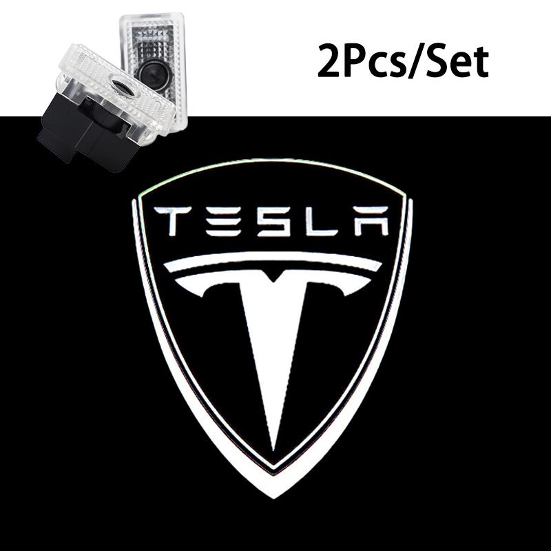 QPPU3 2pcs Car Door Wireless Welcome Light LED HD Projector Lamp Decoration For Tesla Model 3 Highland 2023 Model S Model X Model Y