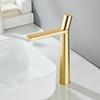 Single Handle Hot and Cold Deck Mounted Tall Brass Sink Mixer Round Gold Brushed Bathroom Modern Wash Basin Faucet Tap