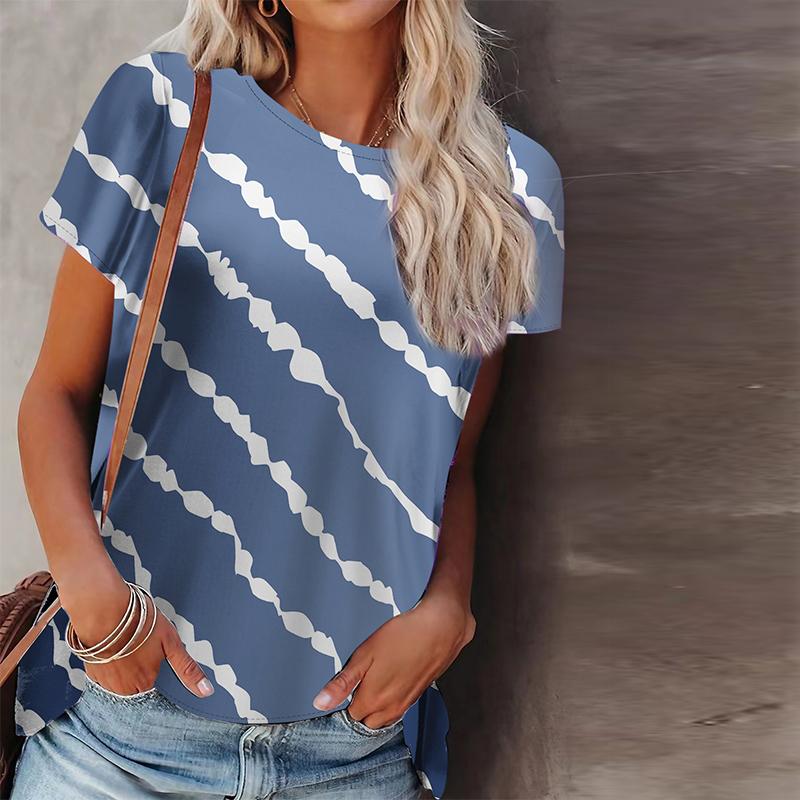 Women Summer T Shirt Gradient Purple Butterfly Print Short Sleeve Tees Casual Printed Tops