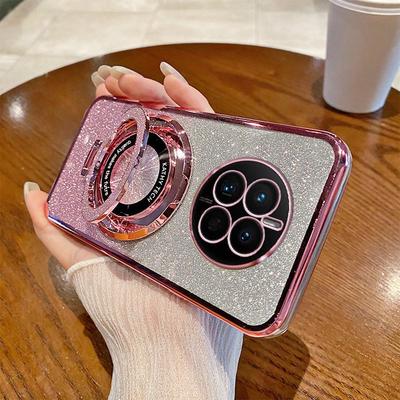 For OPPO Realme 12 Pro Plus Deksel Mykt Bling Glitter Med Ring Magnetisk Beskyttende Bakdeksel For Realme 12 12Pro Plus Skall