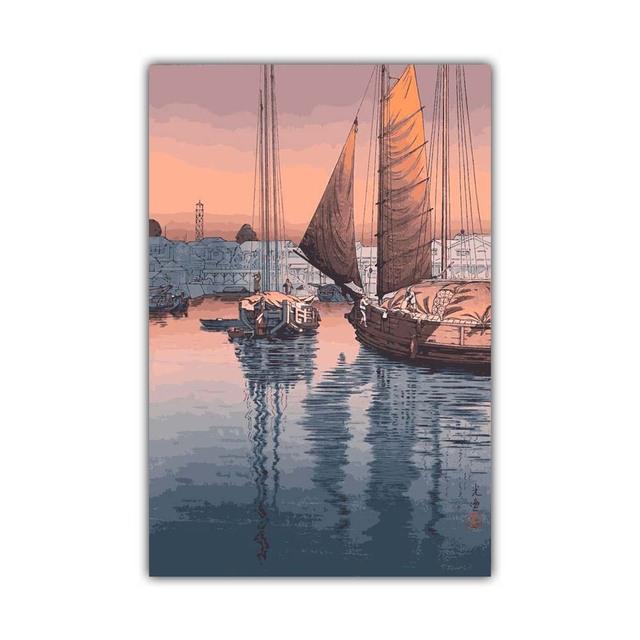 Japanese Rural Style Retro Landscape Canvas Painting Lake Park Beauty Poster Office Wall Art Living Room Home Decoration Mural No Frame