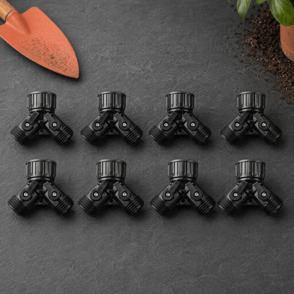 8pcs Black Garden Hose Y Splitter 3/4 Inch GHT Female Thread Garden Hose Splitter  Yard Watering