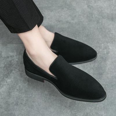Sapatos Masculinos de Couro da Moda Mocassins Derby Slip On Convenientes Suede Sólido Sapatos Casuais Confortáveis Sapatos de Vestir para Casamento, Escritório, Festa