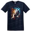 Camiseta Gráfica Lobo Feroz Fuego Hielo Diseño Único de Arte Animal Camiseta