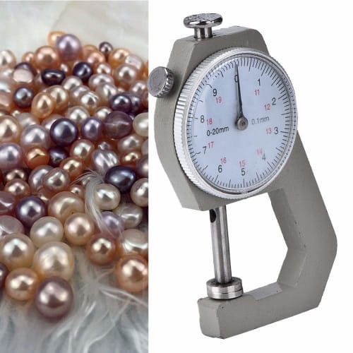 Yunir Measuring Gauge, 0-20mm 0.1mm Precision Pearl Thickness Bead Diameter Flat Head Pointer Instrument Portable Gauge Caliper for Jewelry Craft Make