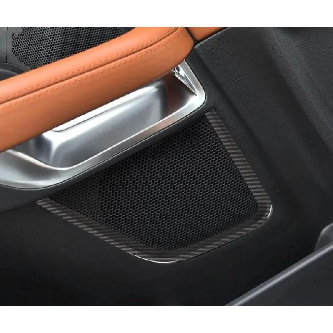 4pcs/Set Carbon Fiber Style Car Interior Door Speaker Frame Trim Fit For Jaguar E-Pace 2018  Auto Interior Accessories