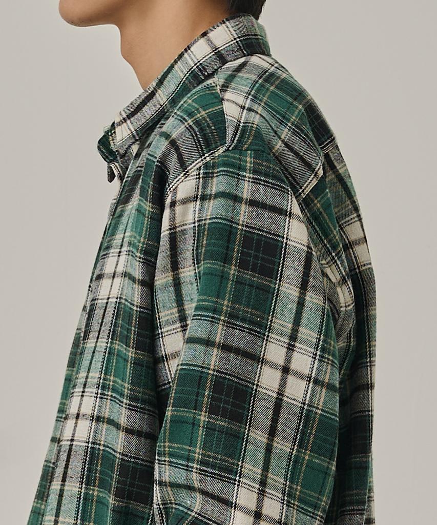 ANALOG MOOD Flannel Semi-Check Shirt (Green)