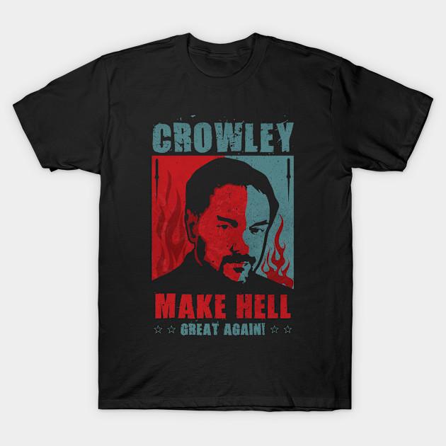 

Men Black Print T-shirt Make Hell Great Again - Crowley, King Of Hell | Spn, Dark Garments No-Cut Transfer Paper Print Cotton Tshirt M чорний