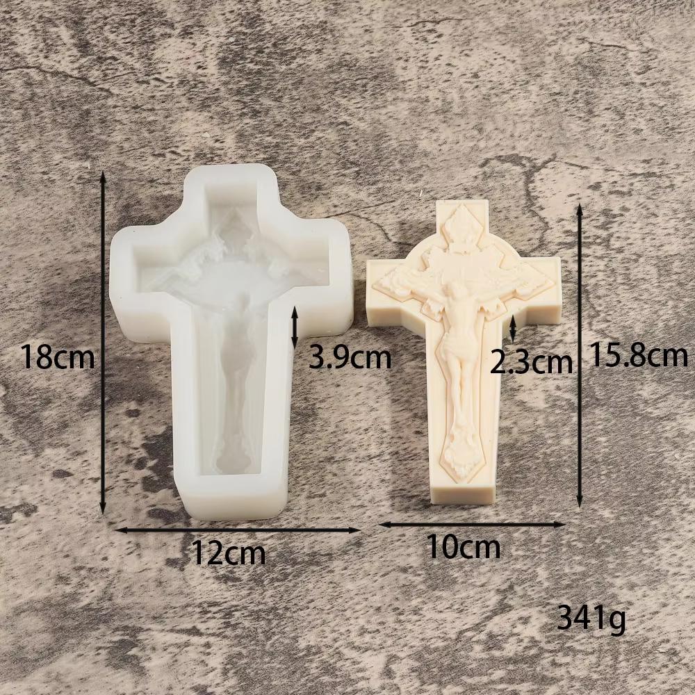 DIY Large Cross Candle Silicone Mold Handmade Jesus Madonna Relief Aromatherapy Resin Gypsum Mold Religious Decoration Gift