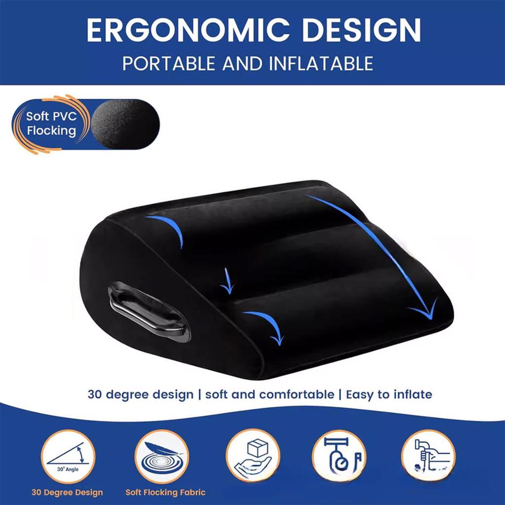 MultiPosition Bed Inflatable Wedge Pillow For Back Knee Support Inflatable Orthopedic Cushion PVC Flocked Material