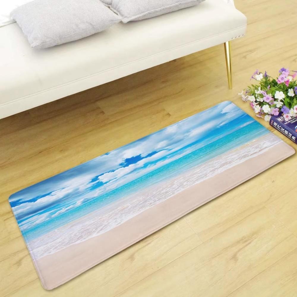 Sommerlich Frischer Strandteppich Heimdeko, Rutschfest und Fleckenbeständig, Wasserabsorbierende Badezimmer-Rutschmatte, Bettvorleger