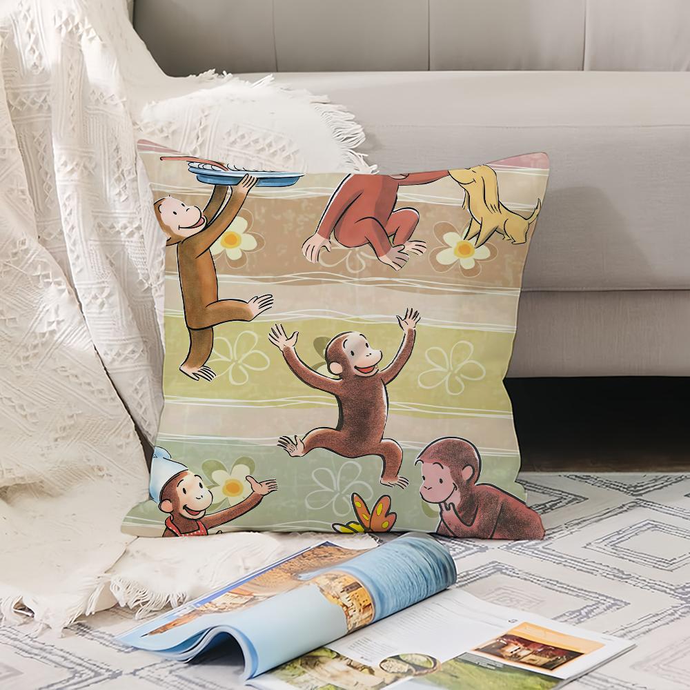 Cartoon Cute C-Curious G-George Pillow Case Office Cushions Suitable For Sofa Car Bedroom Decorative Cushion Cover