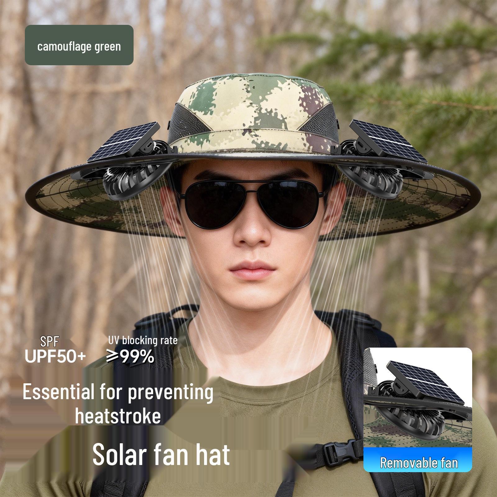

Camouflage Men s Solar USB Fan Hat: High Wind Power, Anti-UV, Large Brim for Mountaineering 150*150 mm