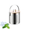304 Stainless Steel Ice Chiller Bucket with Wood Lid 2 Liter Large Capacity For Champagnes Wine Beverage Chilling
