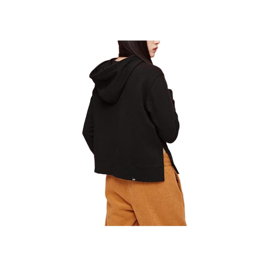 Puma Sports Lifestyle Series Solid Color Casual Vintage Hoodie Long Sleeve Sweatshirt Women Hoodies Black 673417-01