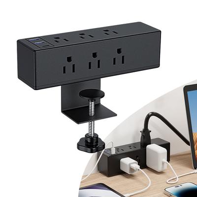 Desk Clamp Power Strip with USB Ports Standing Desk Clamp Power Station W/ 8/6 AC Outlet and 6.6ft Cord Fit 1.6in Tabletop Edge