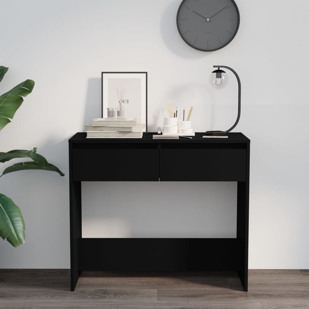 Konsolentisch, Ablagetisch für den Eingangsbereich mit 2 Schubladen, schwarz 89x41x76,5 cm Holzwerkstoff