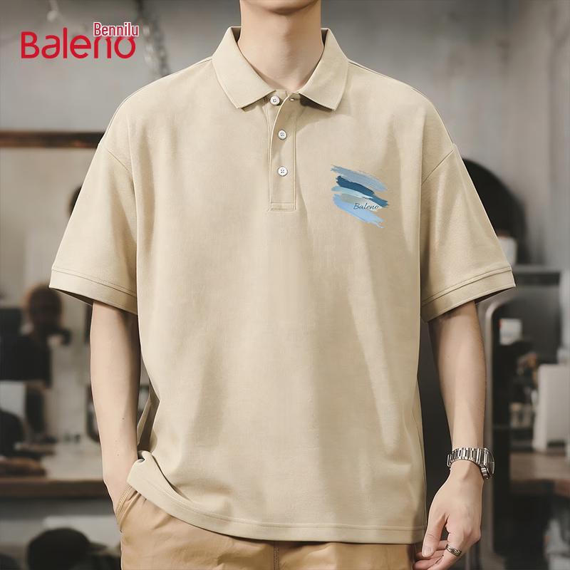 Baleno Men s Summer Piqué Polo Shirt with BNL Brush Stroke Print XL