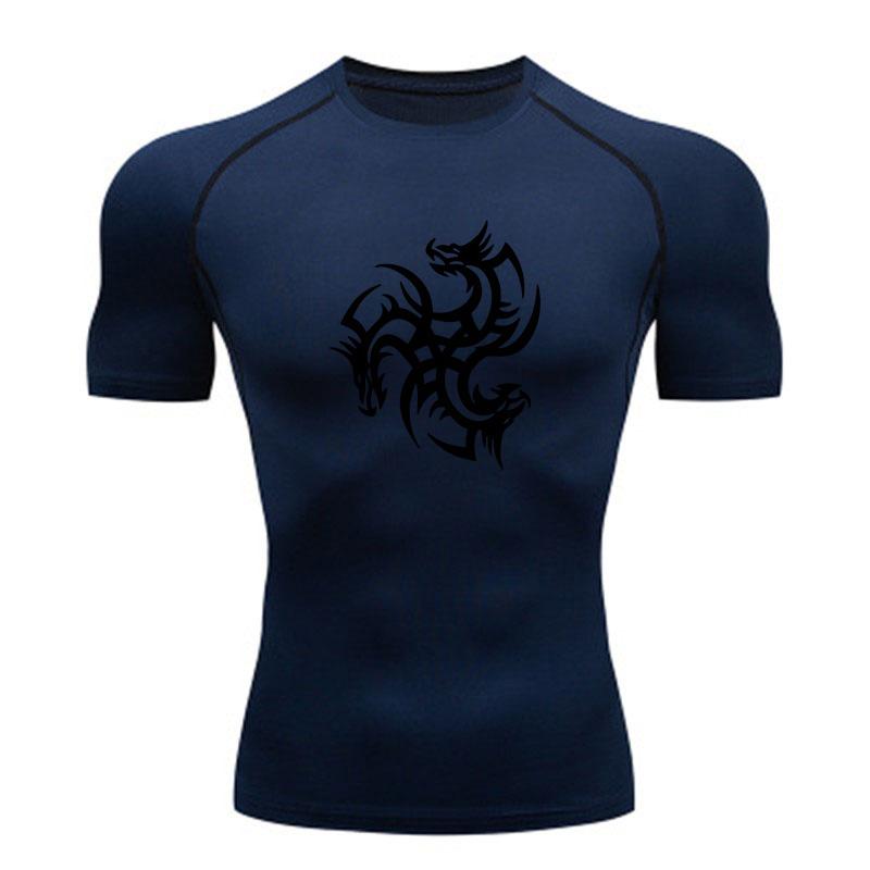 Men's Quick Dry Compression Sport T-shirt Tribal 3 Headed Dr