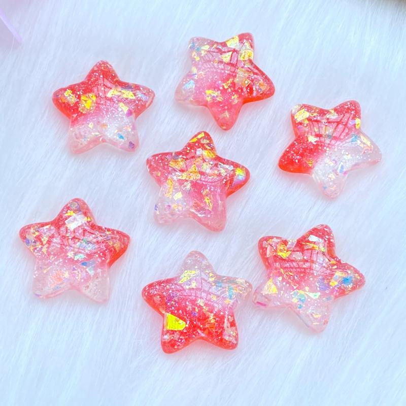 10Pcs/Lot New 22*23mm Resin Mixed Mini Shining Stars Flat Back Scrapbooking Hair Bow Center Embellishments DIY Accessories W59