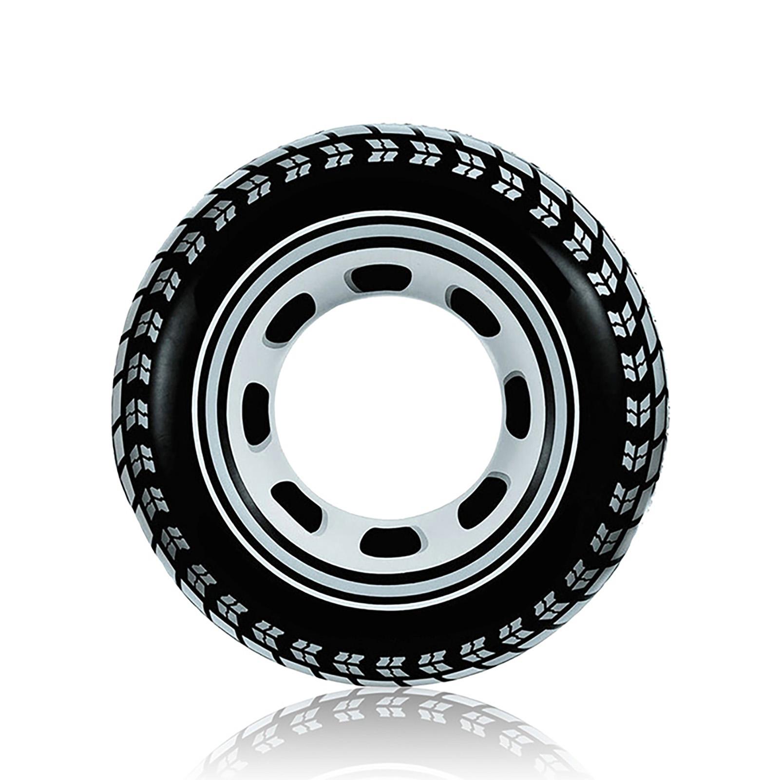 

Inflatable Giant Tire Swim Ring Side Radial Pattern Inflatable Swimming Circle for Over 9 Years Old